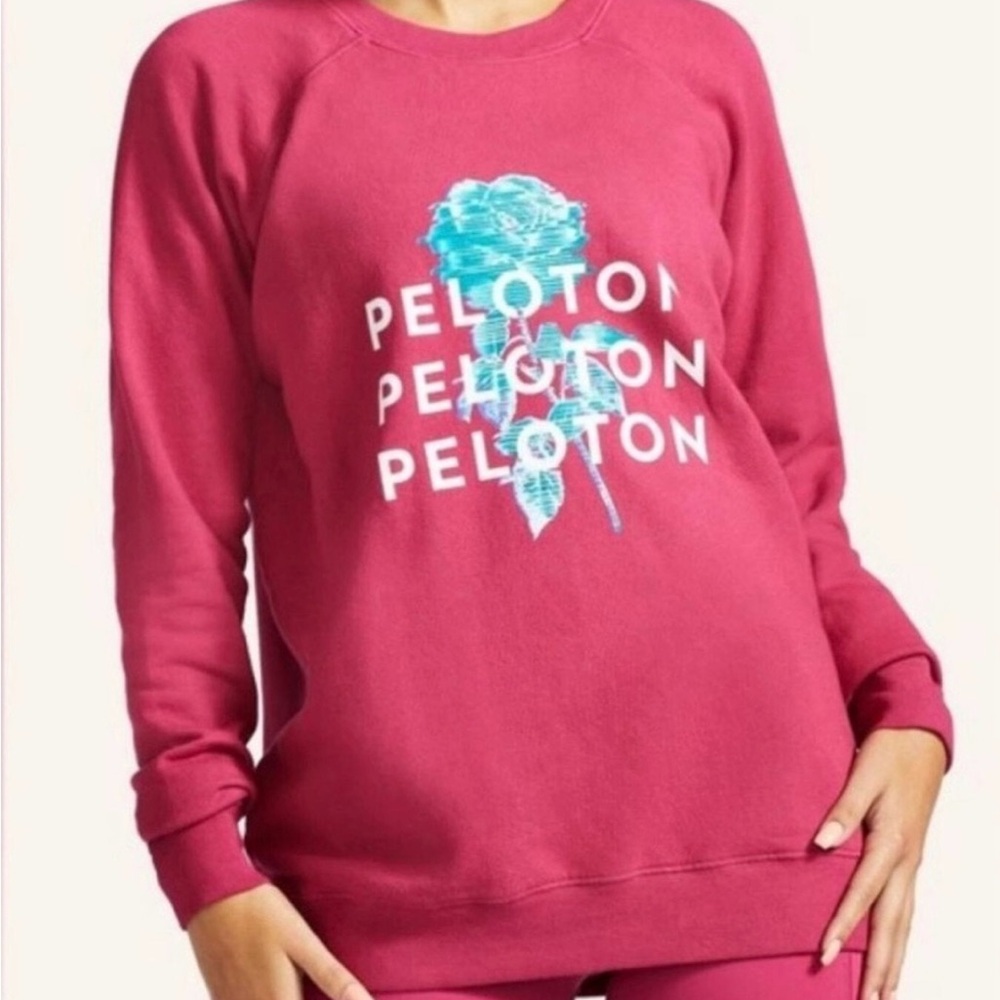 Peloton Women‎ Oversized Crewneck Long Sleeve Logo Casual Sweatshirt S Pink